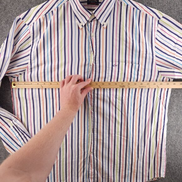 Paul & Shark Button-Down 44 Multicolor Striped Long Sleeve Men Pocket Shirt - Picture 13 of 16